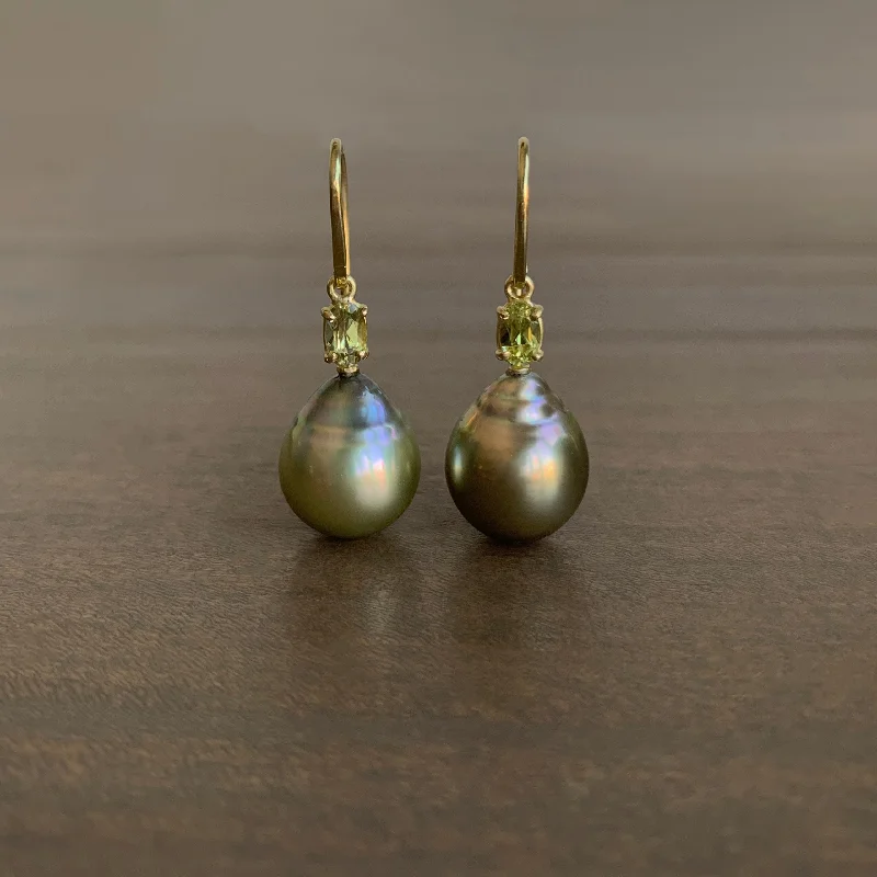 Affordable Luxury Jewelry For Every Occasion Pistachio Tahitian Pearl Earrings with Chrysoberyl