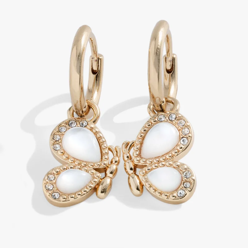 Sparkle For Less – Shop Our Limited-Time Jewelry Deals Butterfly Mother of Pearl Huggie Hoop Earrings
