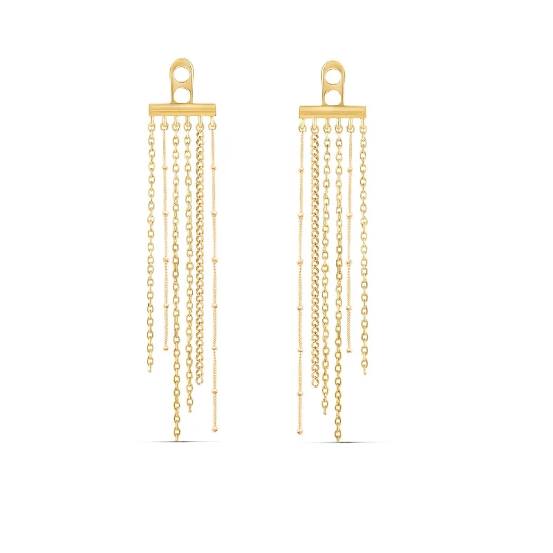 Trendy Minimalist Jewelry For Everyday Wear Multi-Chain Tassel Earring Back Charm (PAIR)