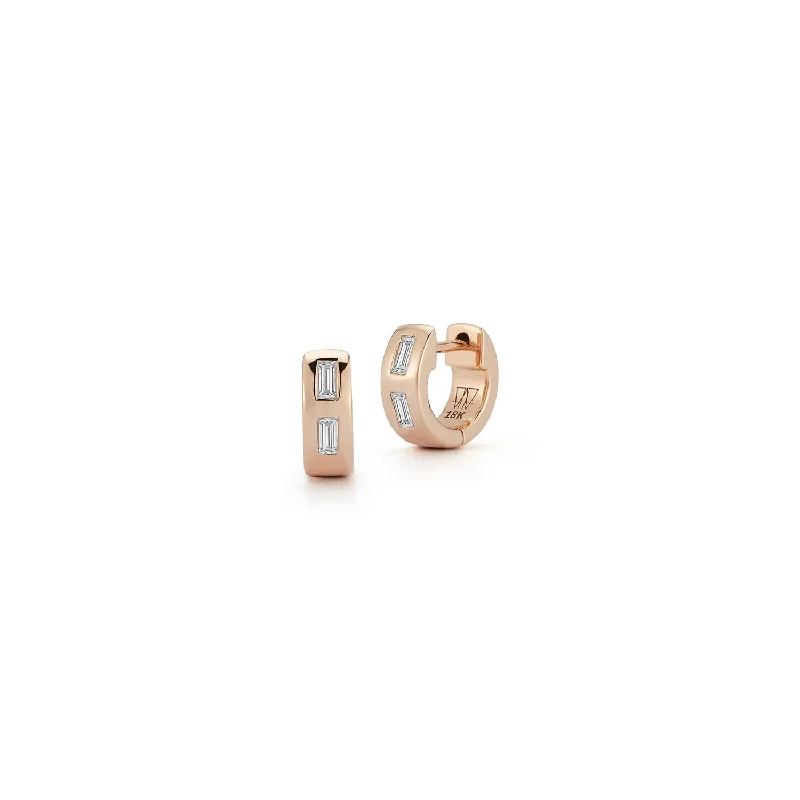 Luxury Jewelry Sale – Sparkle For Less OTTOLINE 18K 2 BAGUETTE DIAMOND HUGGIE