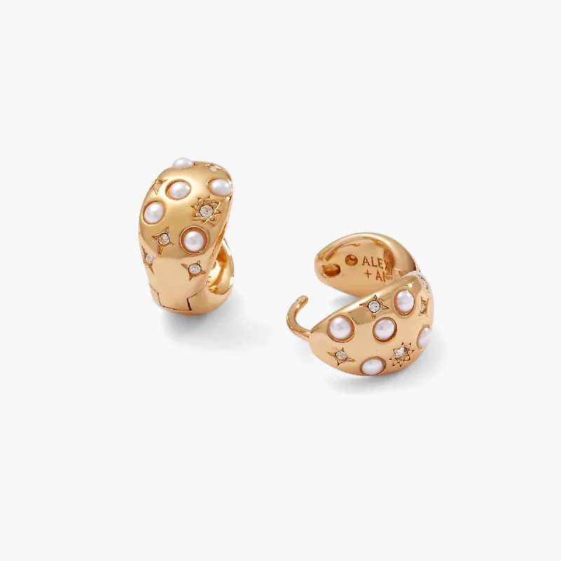 Premium Jewelry, Premium Discounts – Act Fast Pearl and Crystal Huggie Hoop Earrings