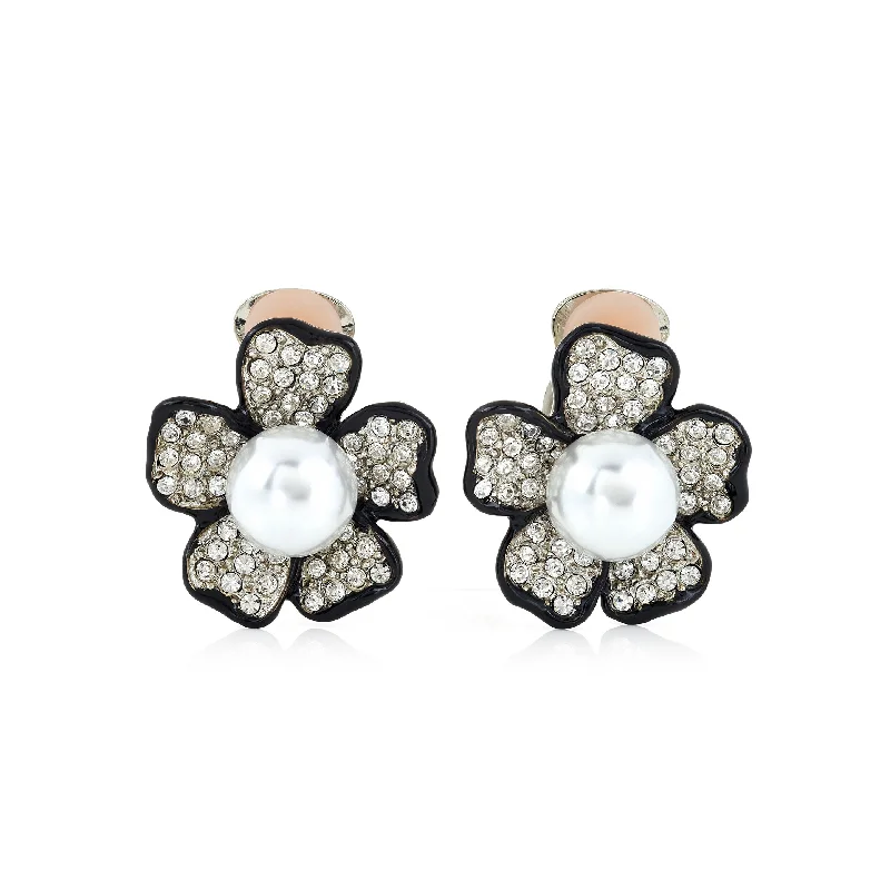 Best Jewelry Sale – Shop Exclusive Designs Now Pearl Center Flower Clip Earrings