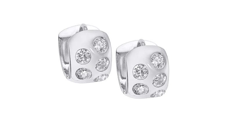 The Perfect Accessory For Less – Jewelry Sale Live Penelope 18k White Gold Plated Silver Hoop Earrings with Simulated Diamond Crystals