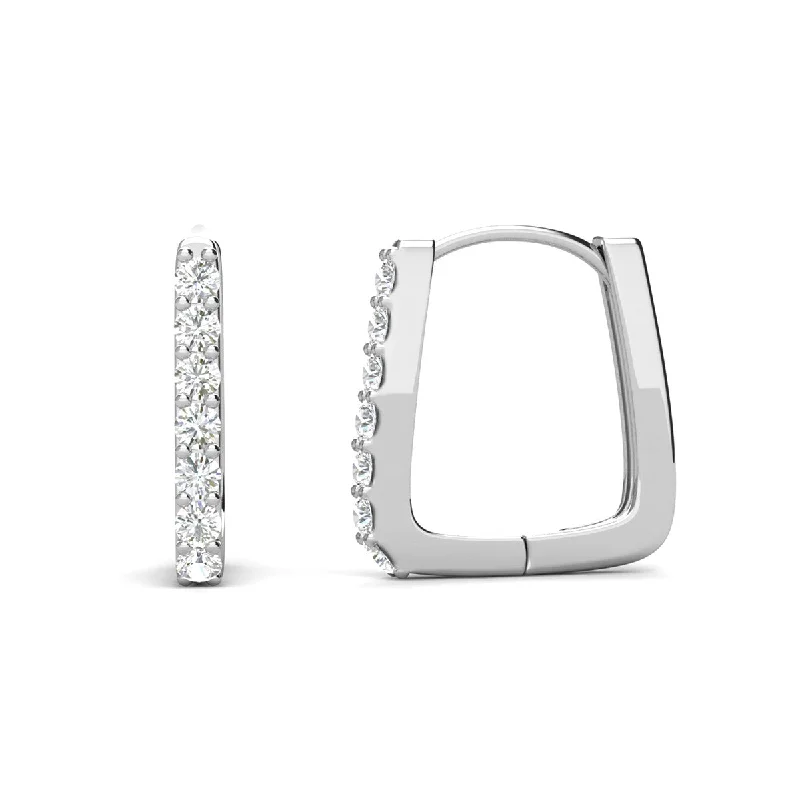 Make Your Outfit Shine With Discounted Jewelry Phoebe 18k White Gold Plated Hoop Earrings with Swarovski Crystals for Women