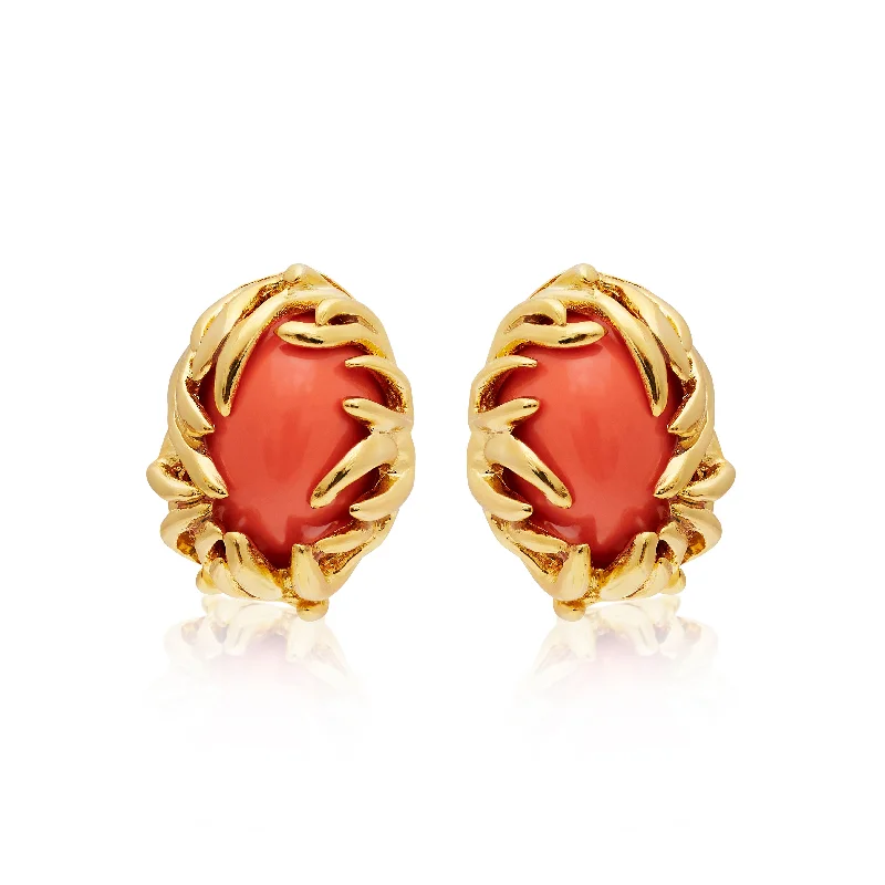 Limited-Time Jewelry Sale – Elegant Styles At Less Polished Gold Branch & Coral Clip Earrings