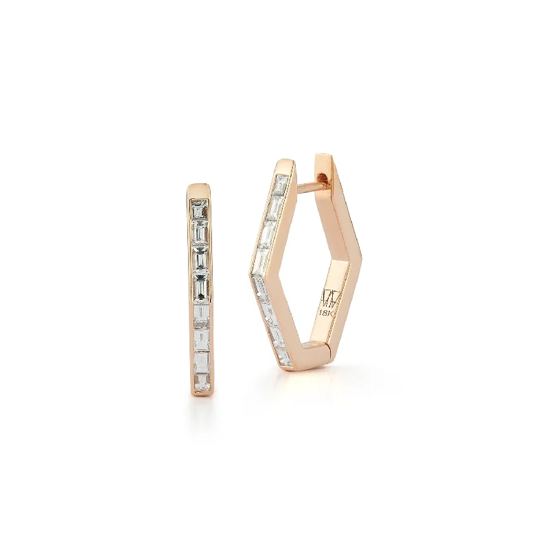 Fine Jewelry, Limited-Time Offers Available QUENTIN 18K BAGUETTE DIAMOND HEXAGON HOOP EARRINGS