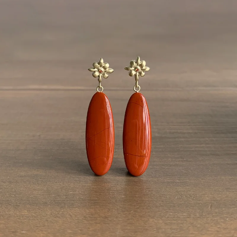 Jewelry Clearance – Final Chance To Save Big Red Jasper Lily Drop Earrings