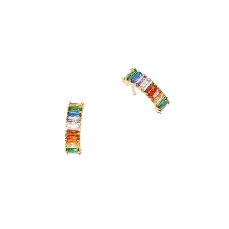 Get Ready To Sparkle – Special Jewelry Discounts Rainbow Baguette Rhinestone Gold Hoop Earrings
