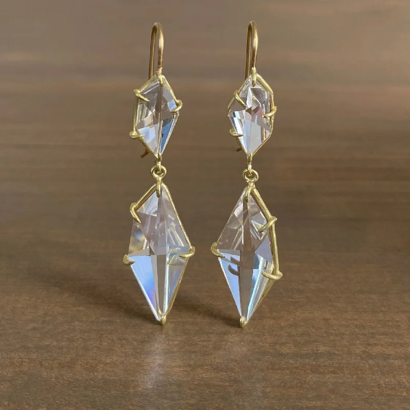 Seasonal Jewelry Deals – Elevate Your Style Geometric White Topaz Double Drop Earrings