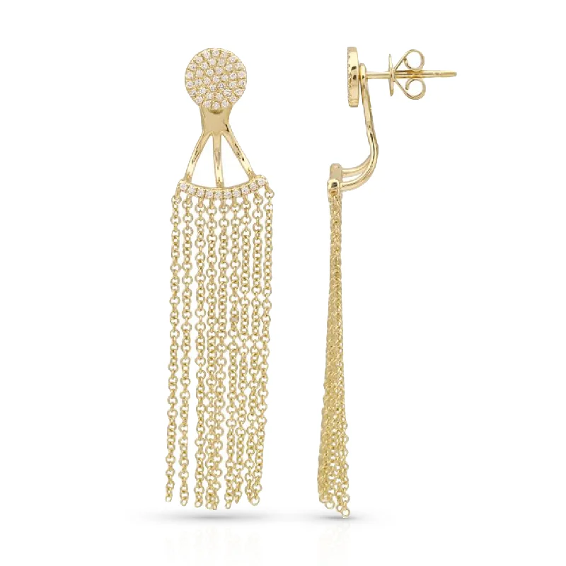 Unique Jewelry Designs Now At Discounted Rates Round Diamond Tassel Two-Piece Ear Jacket Drop Earrings