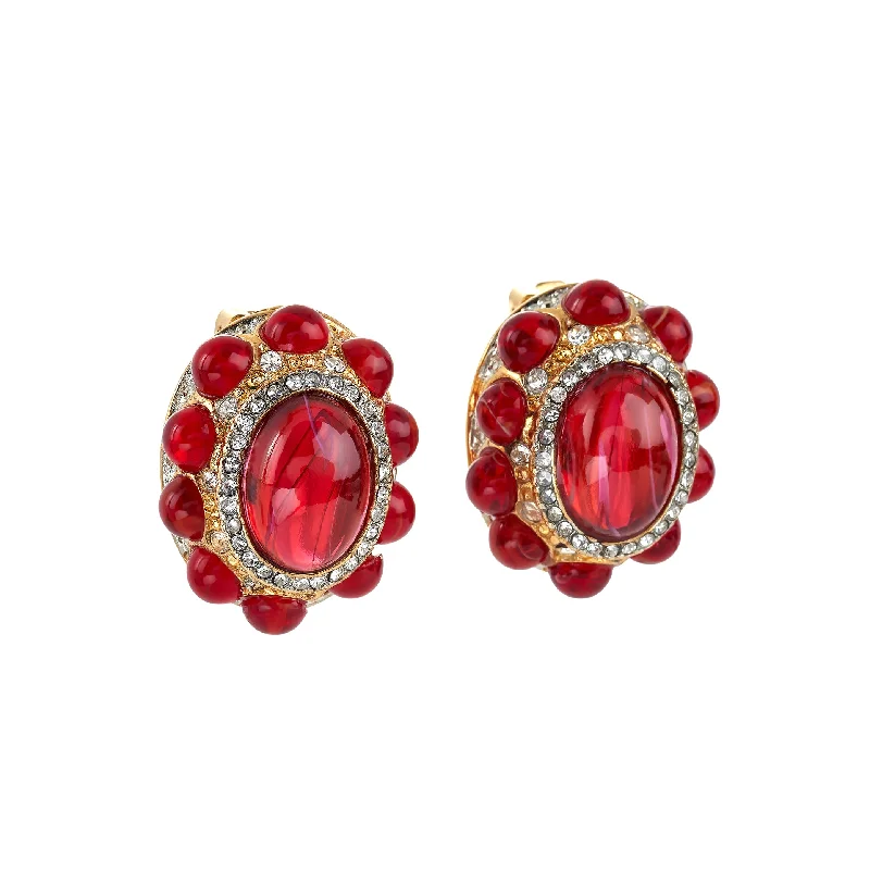 Elegant Jewelry, Exclusive Prices – Shop Now Ruby Center Rhinestone Clip Earrings
