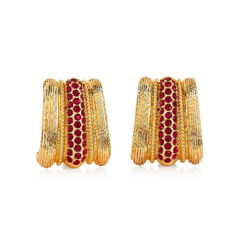 Buy More, Save More On Stunning Jewelry Pieces Ruby Gemstone Center Clip Earrings