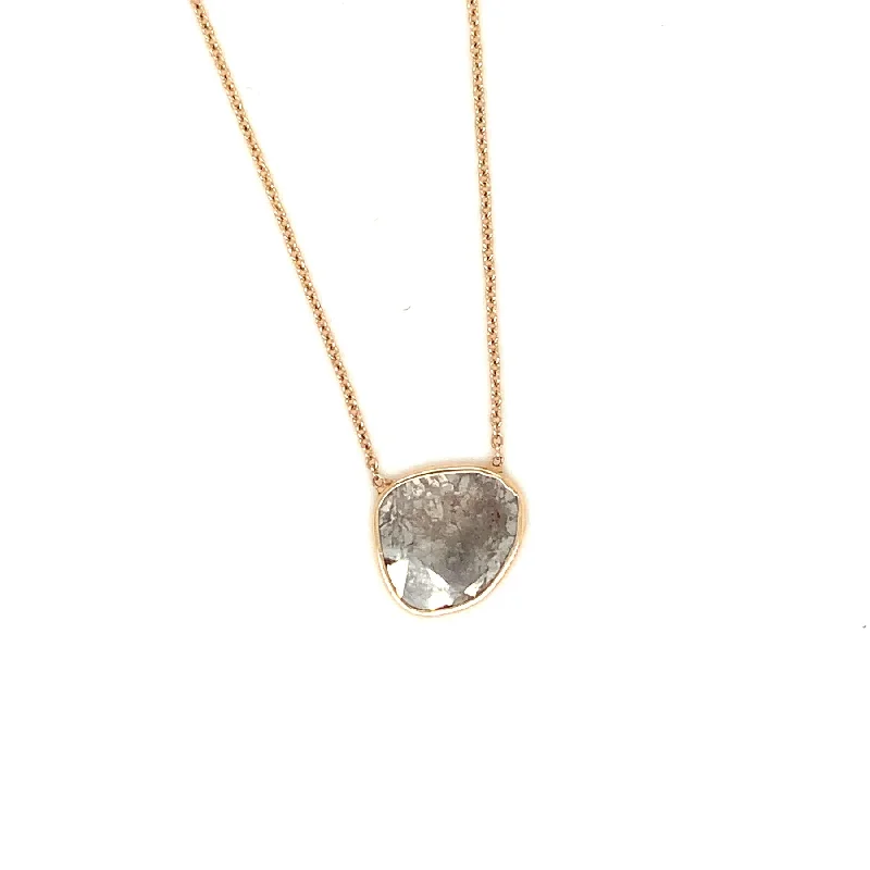 Dainty Floral Jewelry For Feminine Elegance Salt + Pepper Diamond Slice Necklace