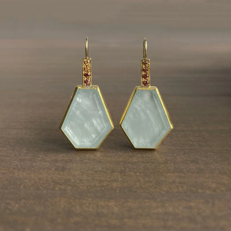 Grab Stylish Jewelry Before The Sale Ends Aquamarine & Orange Sapphire Earrings