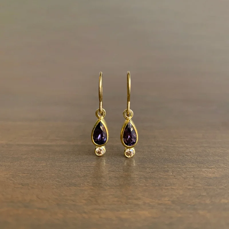 Stunning Jewelry At Even More Stunning Prices Purple Sapphire & Brown Diamond Drop Earrings