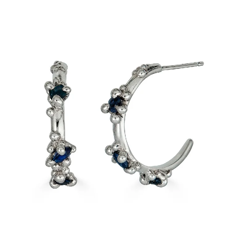 Customized Silver Jewelry For Unique Style Sapphire Froth Hoops, Silver