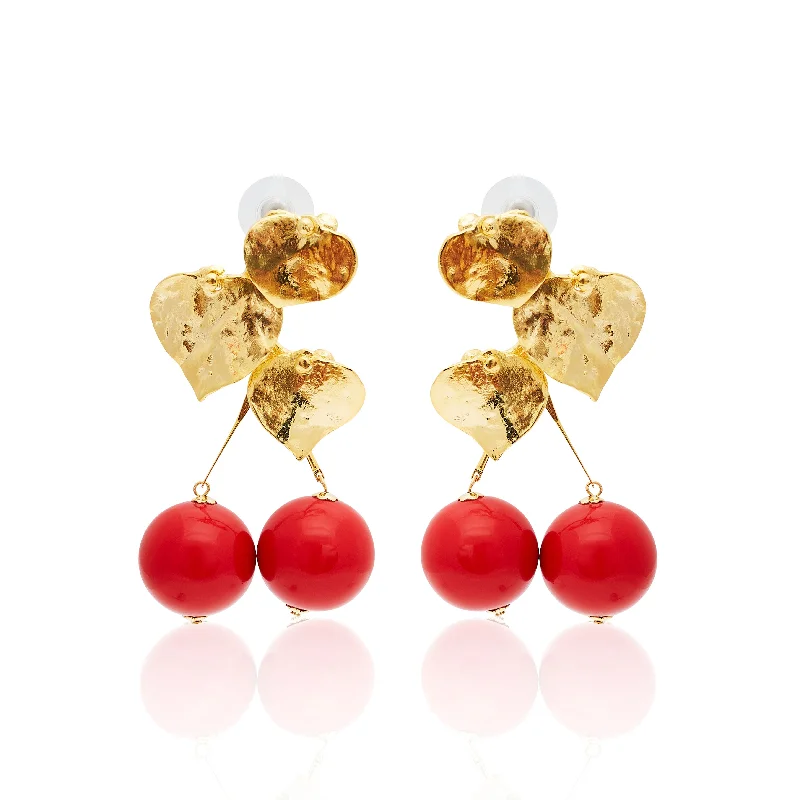 Elegant Jewelry At Unbeatable Offers – Shop Before It's Gone Satin Gold Leaves & Cherry Drop Post Earrings Elegant Jewelry At Unbeatable Offers – Shop Before It's Gone Satin Gold Leaves & Cherry Drop Post Earrings