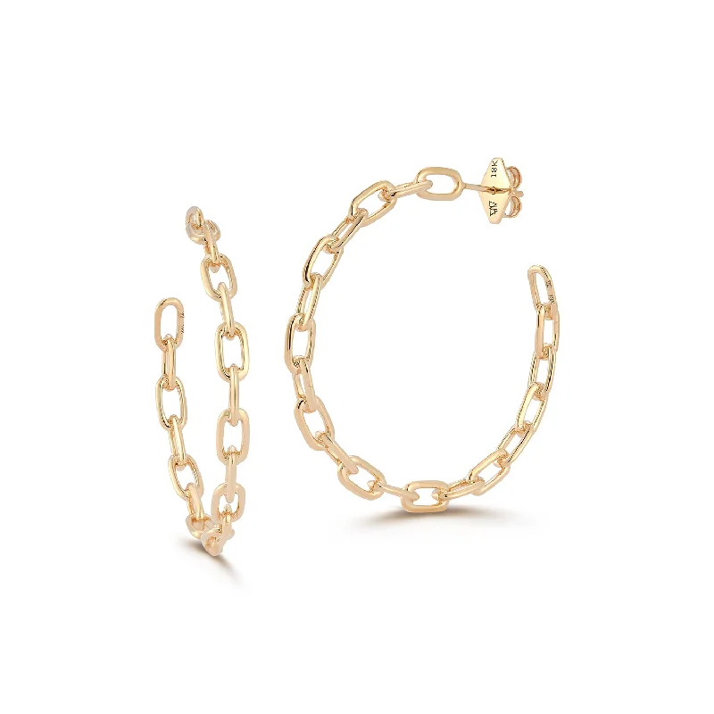 Bestselling Jewelry At Special Promotional Rates SAXON 1.75" 18K GOLD CHAIN LINK HOOP EARRING