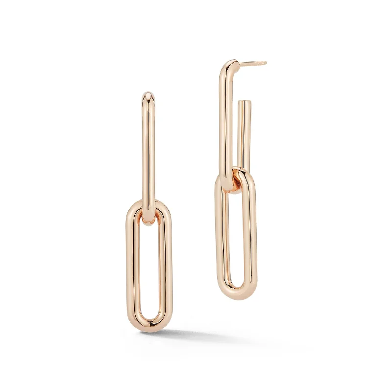 Big Discounts On Elegant Jewelry Collections SAXON 18K GOLD 2 DROP ELONGATED LINK EARRING