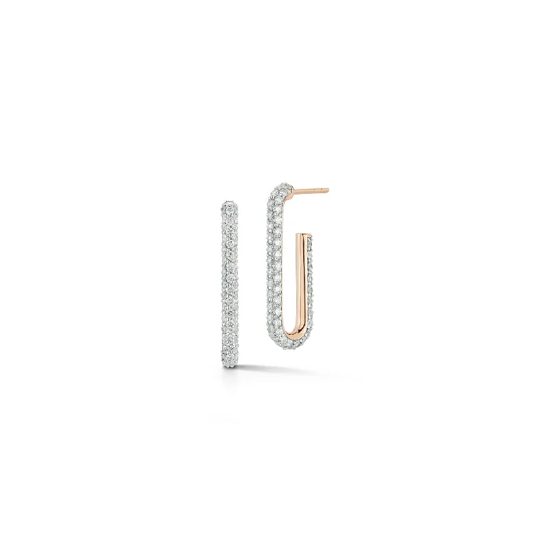 Upgrade Your Jewelry Collection For Less SAXON 18K ELONGATED SINGLE DIAMOND CHAIN LINK EARRINGS