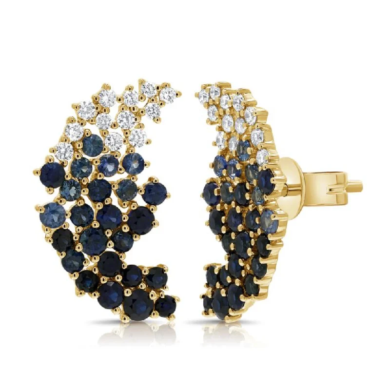 High-End Sparkle, Low-End Prices – Jewelry Sale Live Scattered Blue Sapphire + Diamond Statement Earrings