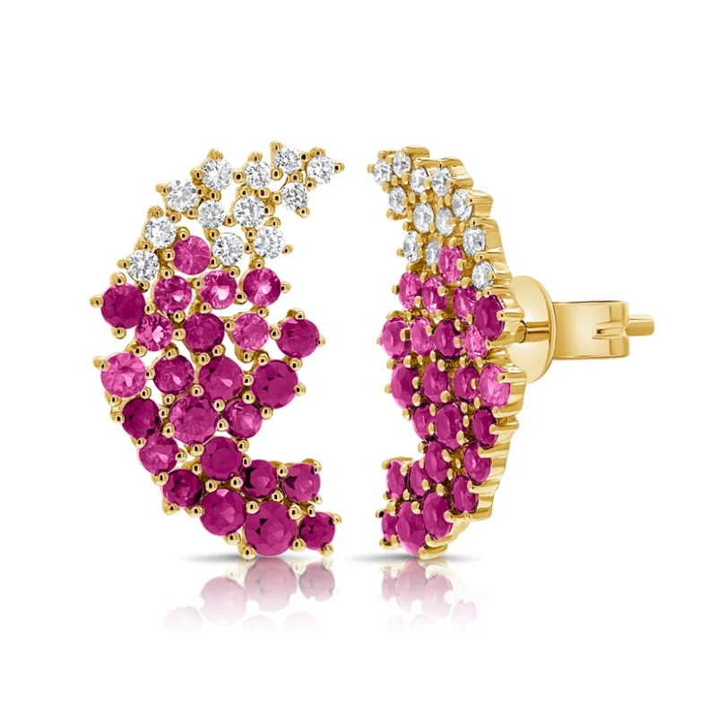 Delicate Crystal Jewelry For Sophisticated Charm Scattered Ruby + Diamond Statement Earrings