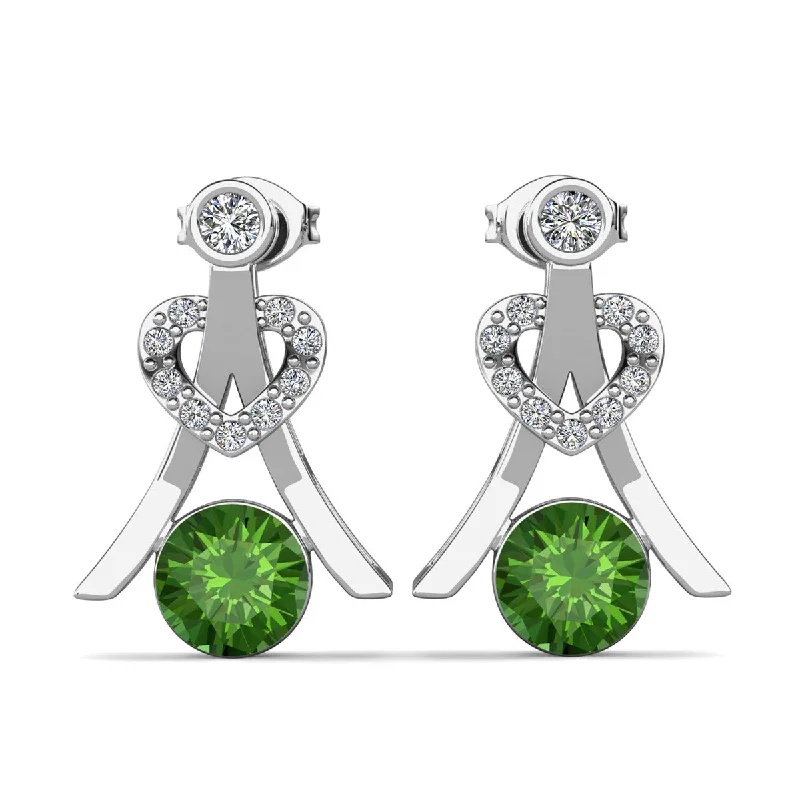 Get The Best Deals On Timeless Jewelry Pieces Serenity August Birthstone Peridot Earrings 18k White Gold Plated Silver Earrings with Round Cut Swarovski Crystals
