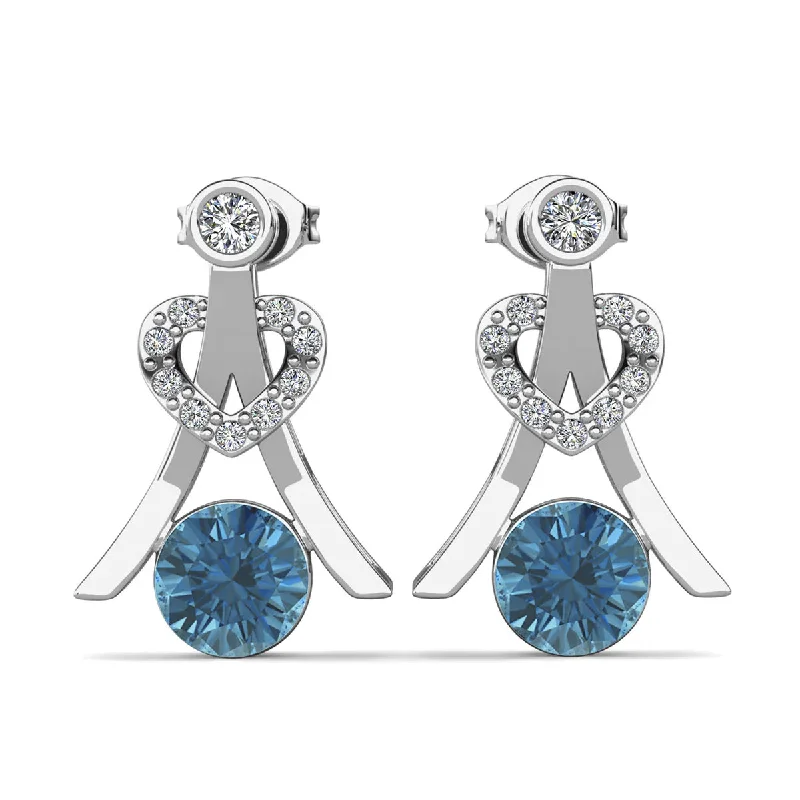 Get Your Favorite Jewelry At The Best Price Serenity December Birthstone Blue Topaz Earrings 18k White Gold Plated Silver Earrings with Round Cut Swarovski Crystals