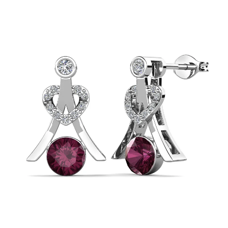 Unique Jewelry Designs Now At Discounted Rates Serenity February Birthstone Amethyst Earrings 18k White Gold Plated Silver Earrings with Round Cut Swarovski Crystals