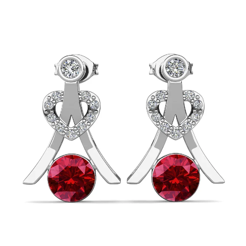 Elegant Jewelry, Affordable Luxury – Shop Now Serenity January Birthstone Garnet Earrings 18k White Gold Plated Silver Earrings with Round Cut Swarovski Crystals