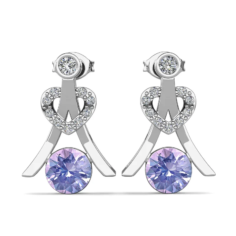 Elegant Designs, Unbeatable Discounts – Shop Jewelry Now Serenity June Birthstone Alexandrite Earrings 18k White Gold Plated Silver Earrings with Round Cut Swarovski Crystals
