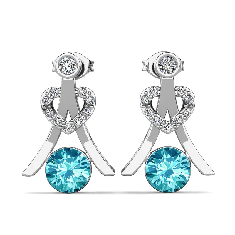 Timeless Beauty, Unbeatable Deals – Jewelry Sale On Serenity March Birthstone Aquamarine Earrings 18k White Gold Plated Silver Earrings with Round Cut Swarovski Crystals