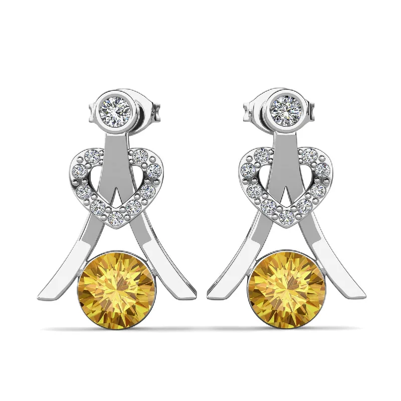 Save On Luxury Jewelry Pieces – Limited-Time Offers Serenity November Birthstone Citrine Earrings 18k White Gold Plated Silver Earrings with Round Cut Swarovski Crystals