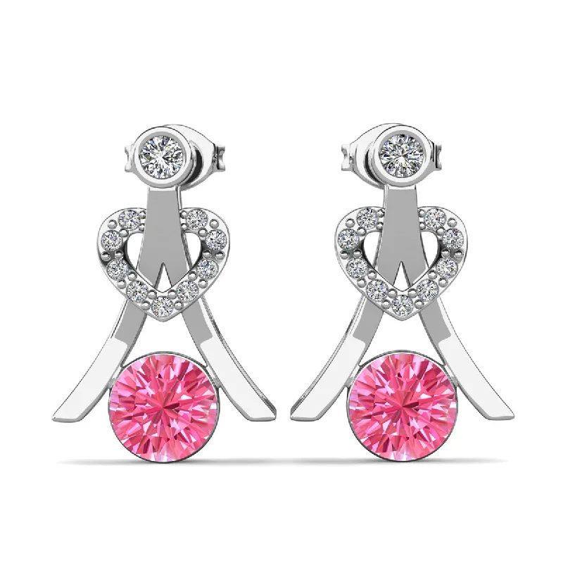 Fine Jewelry, Limited-Time Offers Available Serenity October Birthstone Pink Tourmaline Earrings 18k White Gold Plated Silver Earrings with Round Cut Swarovski Crystals