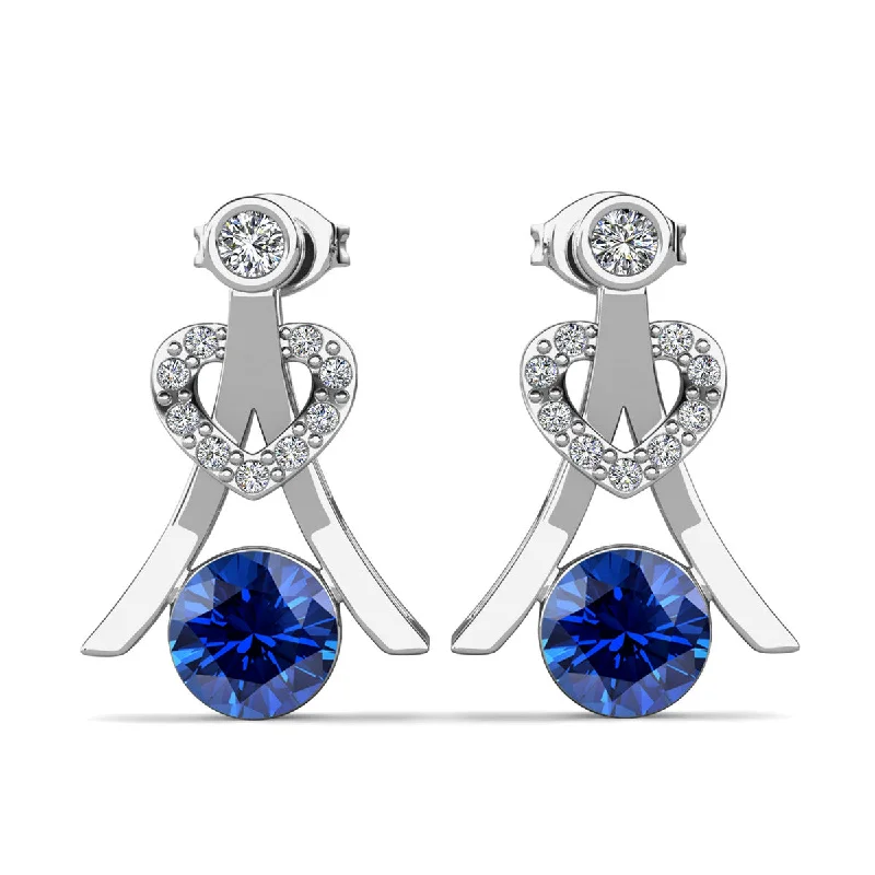 High-Quality Jewelry At A Fraction Of The Cost Serenity September Birthstone Sapphire Earrings 18k White Gold Plated Silver Earrings with Round Cut Swarovski Crystals