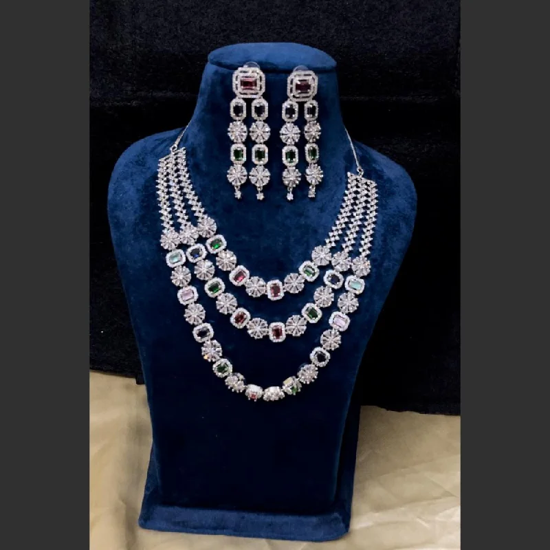 Exclusive Jewelry Bundles At Discounted Rates ShringarStreet Silver Plated AD Necklace Set Exclusive Jewelry Bundles At Discounted Rates ShringarStreet Silver Plated AD Necklace Set