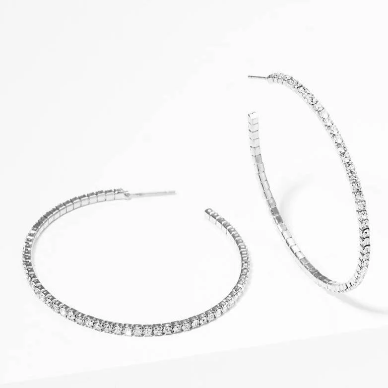 Premium Jewelry Now Available At Special Discounts Silver Large Crystal Hoop Earrings