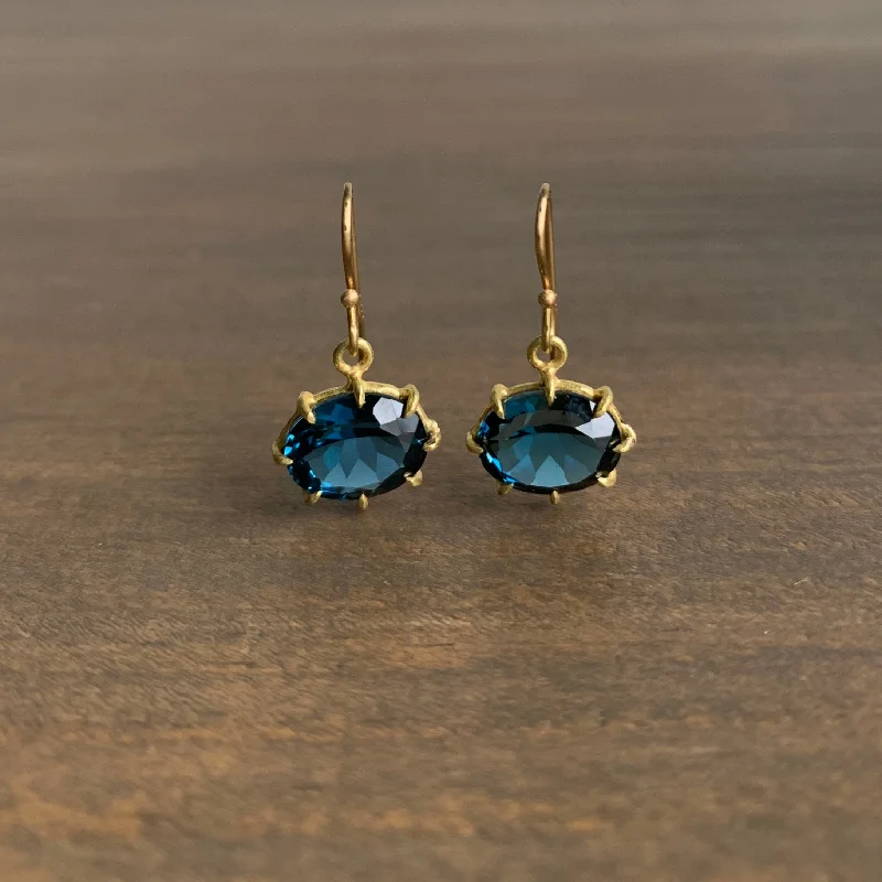 Limited-Time Offer On Elegant Jewelry Pieces Small Faceted Oval London Blue Topaz Earrings