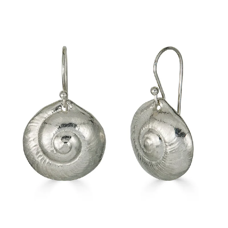 Discounted Jewelry For A Glamorous Look Small Moon Snail Dangles, Silver
