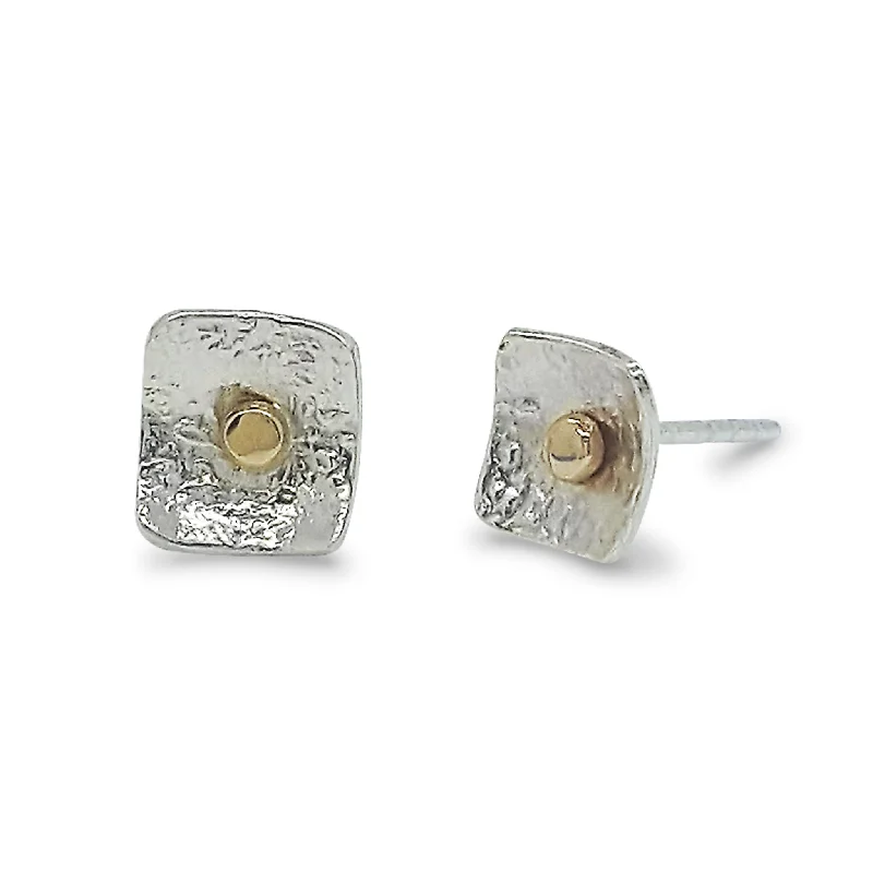 Timeless Elegance Now At Special Discounts Small Square Post Earrings with 14K Gold Dot - E1506