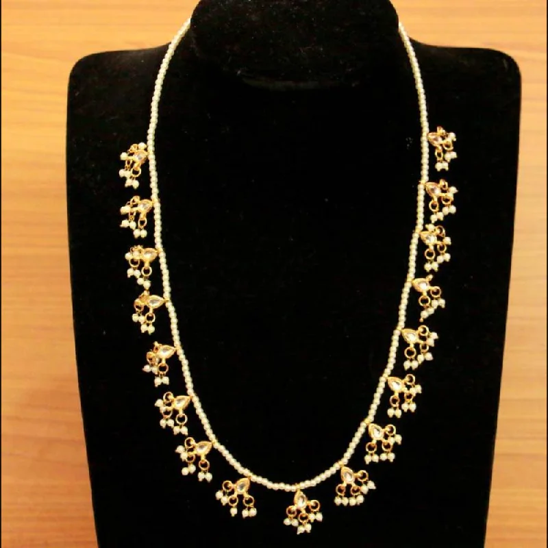 Dainty Floral Jewelry For Feminine Elegance SNERA Gold Plated Kundan Stone & Pearls Necklace Set Dainty Floral Jewelry For Feminine Elegance SNERA Gold Plated Kundan Stone & Pearls Necklace Set