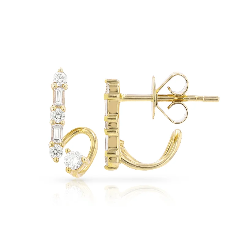Seasonal Jewelry Deals – Elevate Your Style Split Baguette Diamond Huggies