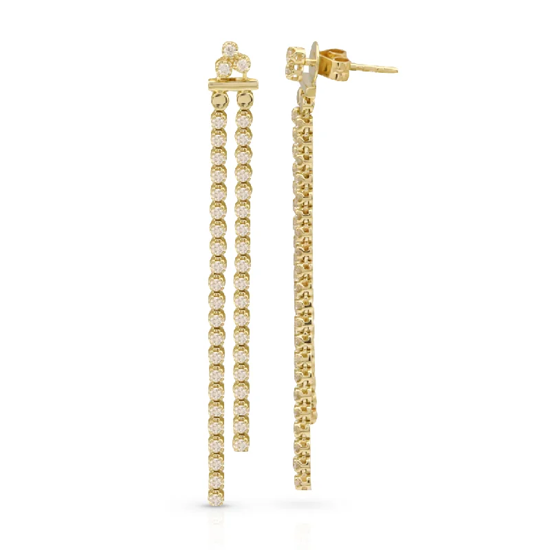 Dainty Floral Jewelry For Feminine Elegance Tennis Crown Two-Piece Double Drop Ear Jacket Earrings Dainty Floral Jewelry For Feminine Elegance Tennis Crown Two-Piece Double Drop Ear Jacket Earrings