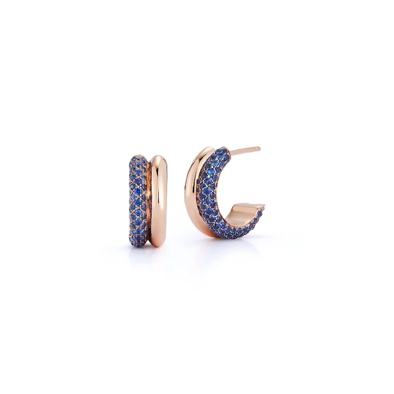 Exclusive Jewelry Offers – Sparkle For Less THOBY 18K GOLD AND BLUE SAPPHIRE TUBULAR HUGGIES