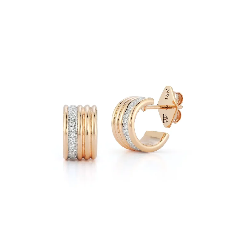 Limited-Time Offer On Elegant Jewelry Pieces THOBY 18K GOLD AND DIAMOND 5 ROW TUBULAR HUGGIE EARRINGS
