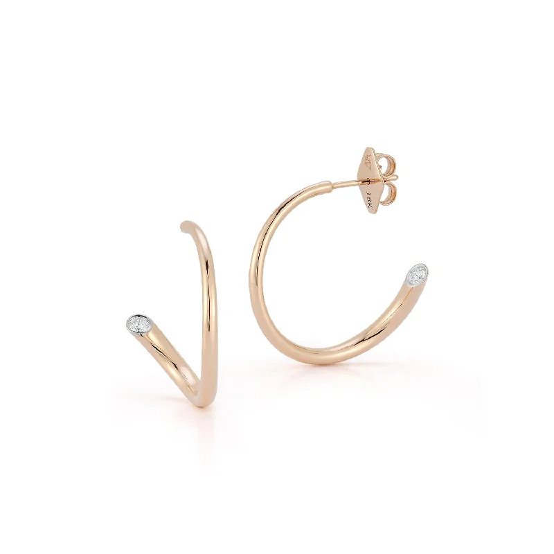 Fashion-Forward Jewelry At Incredible Prices THOBY 18K DIAMOND TUBULAR SMALL HOOP EARRING
