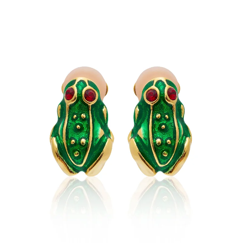 Luxury Jewelry Sale – Sparkle For Less Transparent Green Frog Clip Earrings