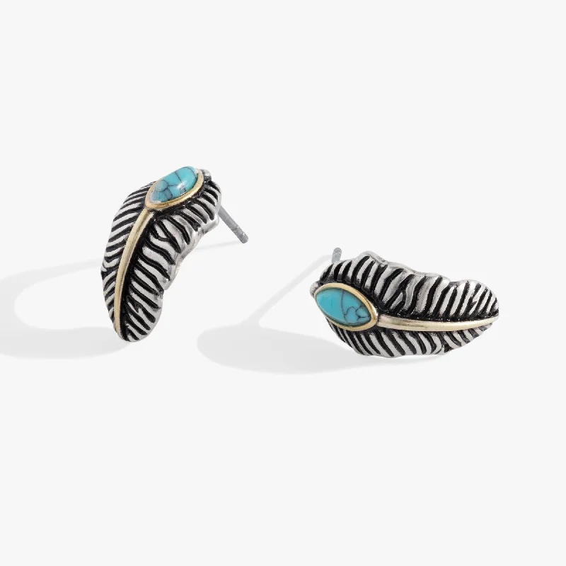 Flash Deals On Fine Jewelry – Shop Before It's Gone Turquoise Feather Half Hoop Earrings