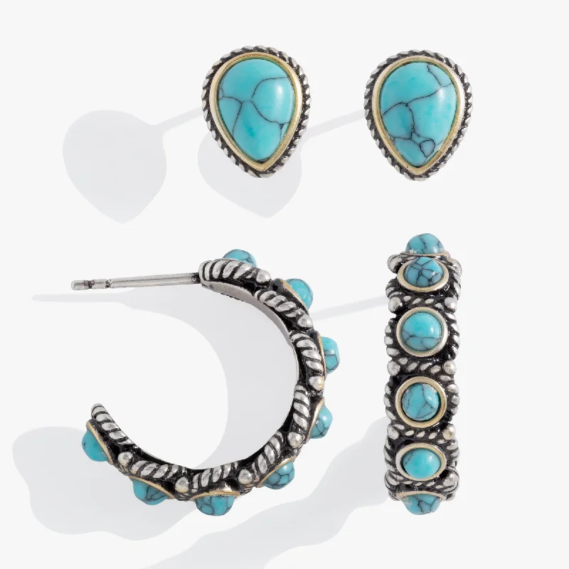 Elegant Jewelry, Affordable Luxury – Shop Now Turquoise Stud and Hoop Set