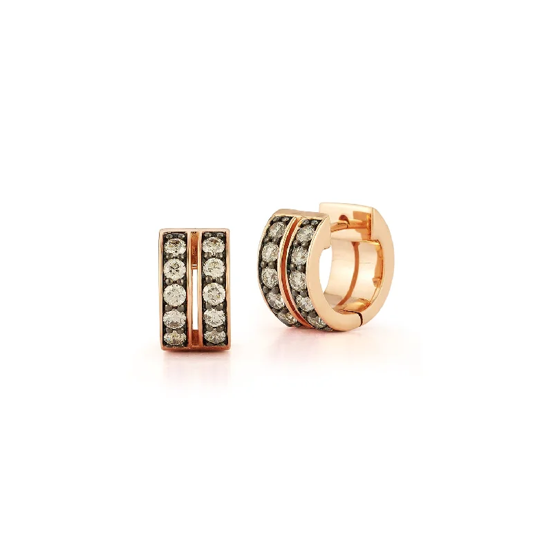 The Perfect Jewelry Piece At The Perfect Price WF CLASSIC 18K AND CHAMPAGNE DIAMOND DOUBLE ROW HUGGIES